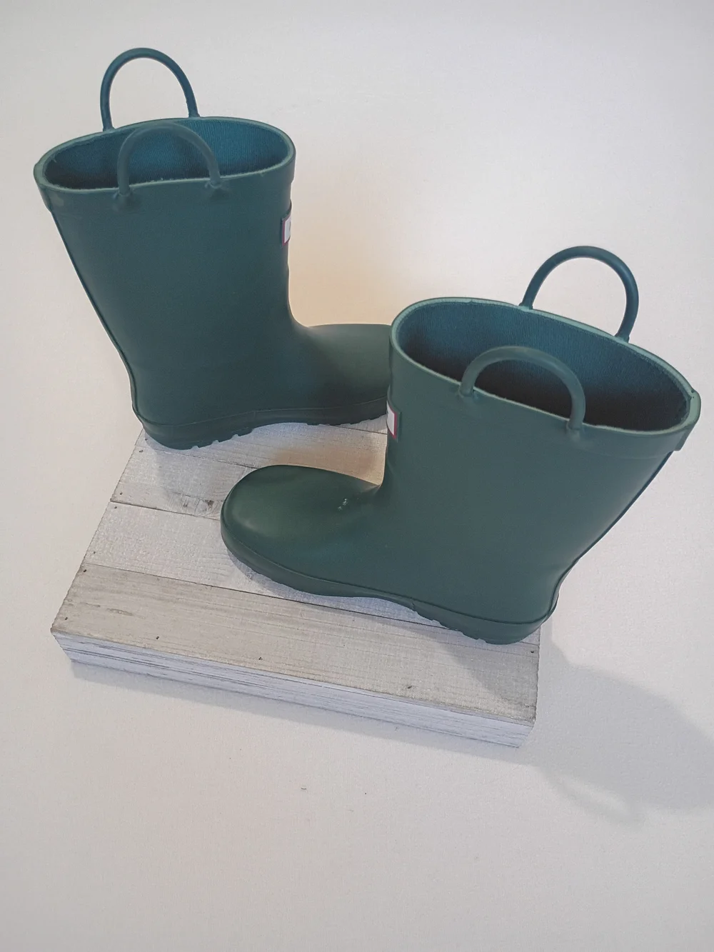 Kids My Soft Size 2 Waterproof Green Rain Boots with Easy Pull Handles